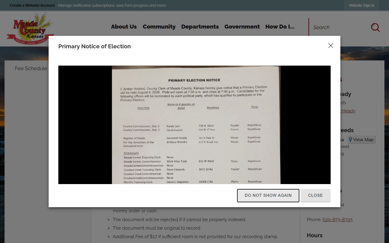 Meade County court records Register of Deeds guidelines page