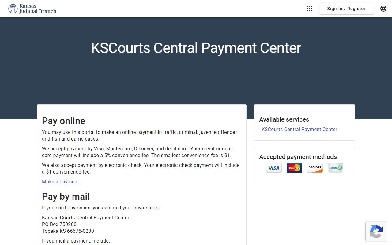 Meade County court dockets Kansas Central Payment Center