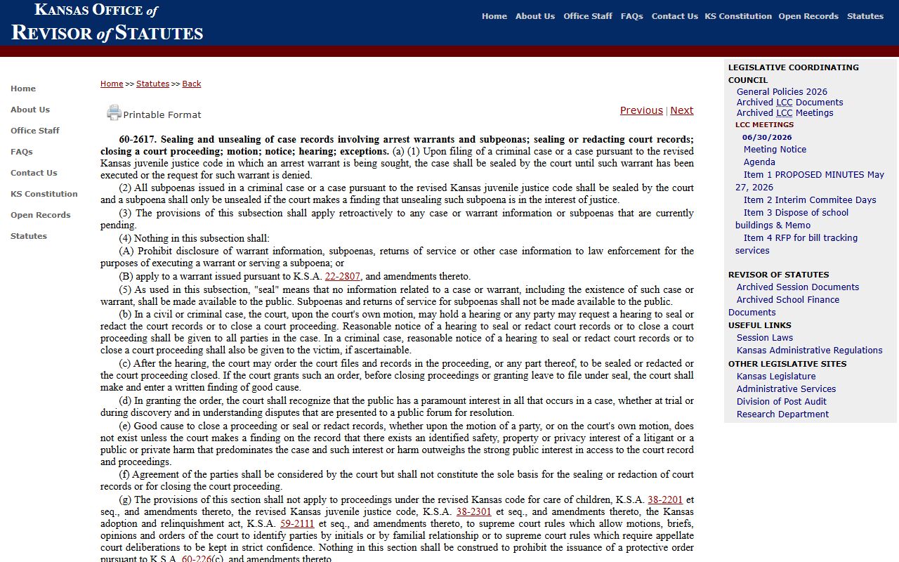 Meade County court records Kansas sealing statute