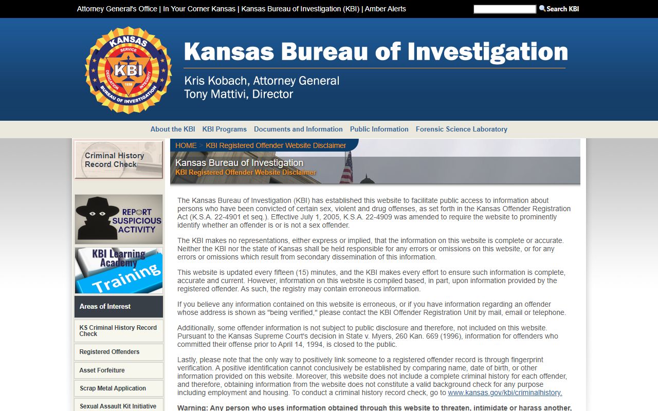 Meade County criminal court records KBI registered offender registry