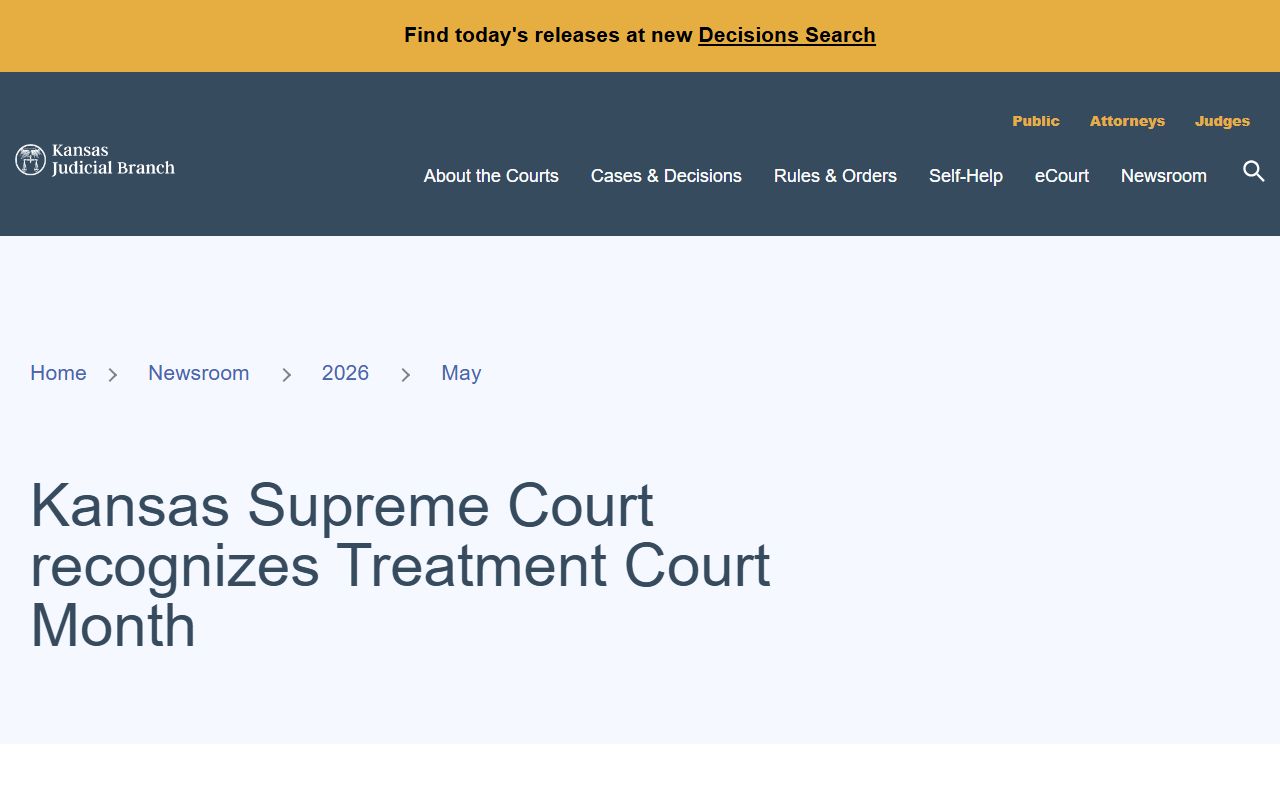 Meade County District Court records Kansas Supreme Court treatment court release