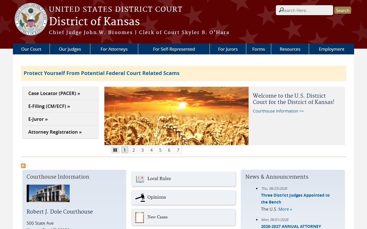 Meade County District Court records U.S. District Court for Kansas homepage