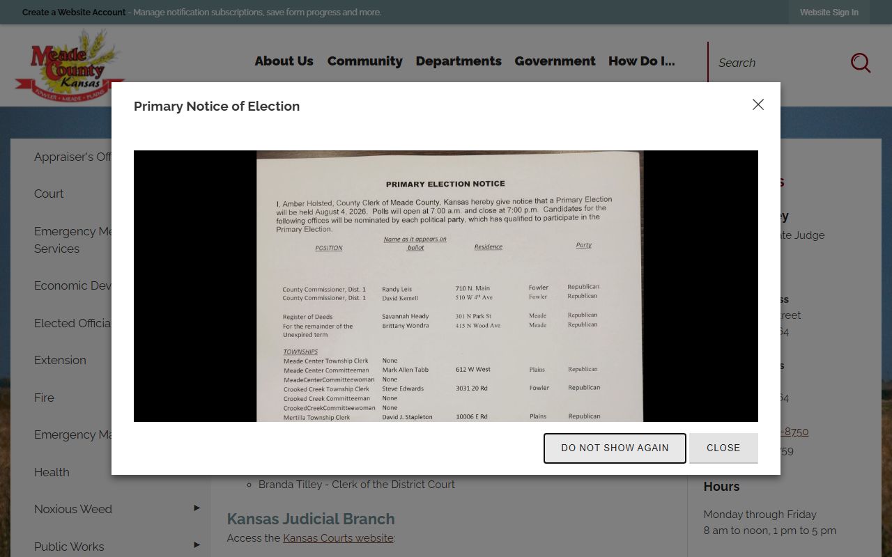 Meade County court records District Court page