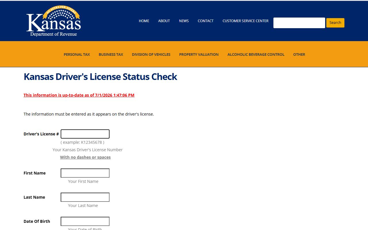 Meade County traffic court records Kansas driver license status form