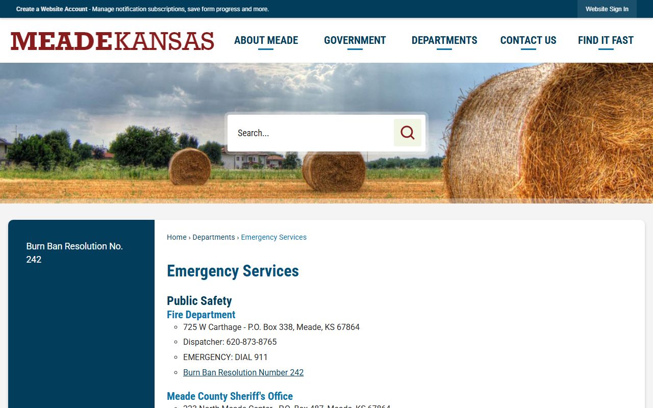Meade County warrant records emergency services and sheriff address